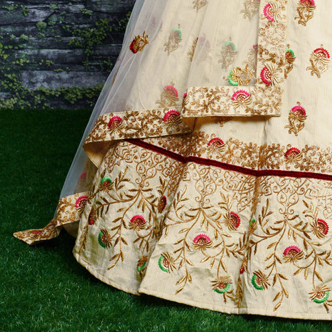 white elegance with this splendid ensemble in pastel color lehenga choli for women in wedding