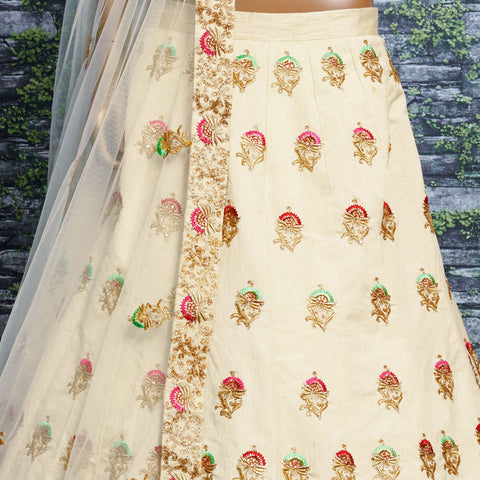 white elegance with this splendid ensemble in pastel color lehenga choli for women in wedding