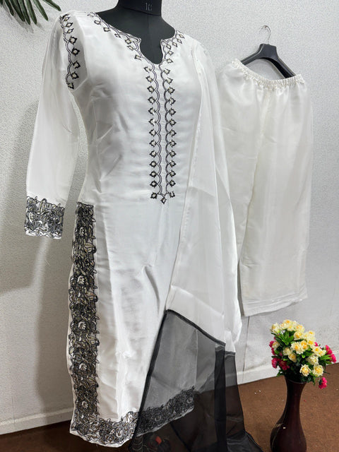 White Designer Jimmy Choo White Plazzo Suit Set For Woman In USA