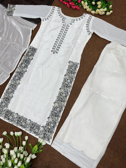 White Designer Jimmy Choo White Plazzo Suit Set For Woman In USA