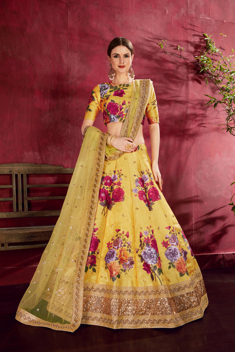 Yellow Stylish fancy lehenga Choli for women In Wedding Occasion with Dupatta in USA