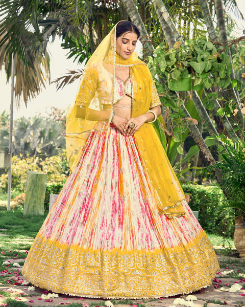 Yellow Stylish Color Party wear Heavy Lehenga Choli for Women with Dupatta Sequence Lehenga Choli In USA