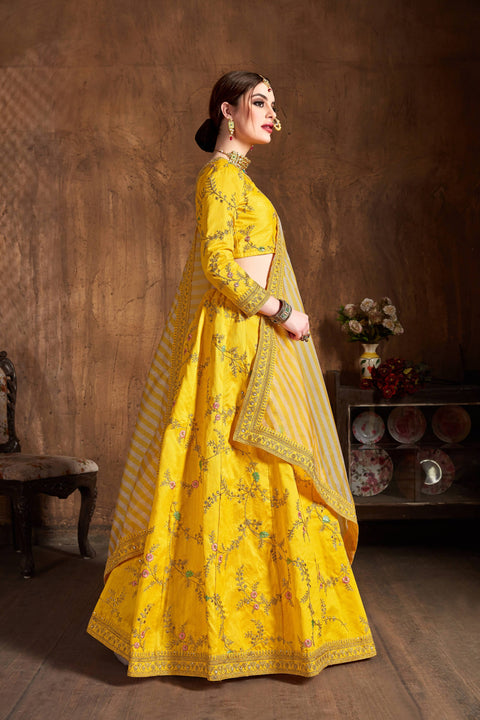 Trendy Yellow fancy lehenga Choli for women with Dupatta in USA