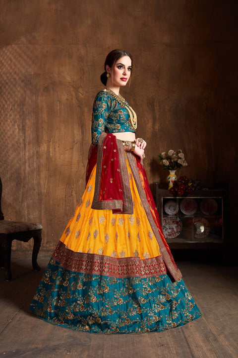 Dazzling Yellow fancy lehenga Choli for women with Dupatta in USA