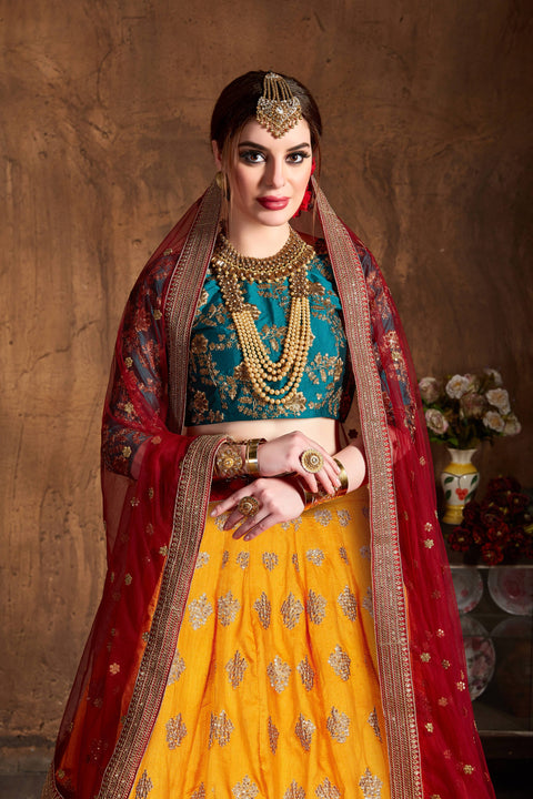 Dazzling Yellow fancy lehenga Choli for women with Dupatta in USA